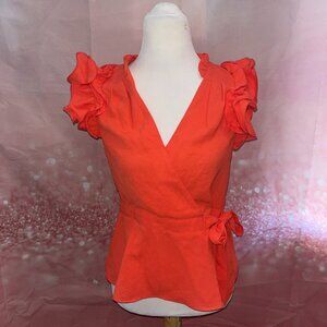 Milk and Honey Ruffled Coral Blouse Size S
